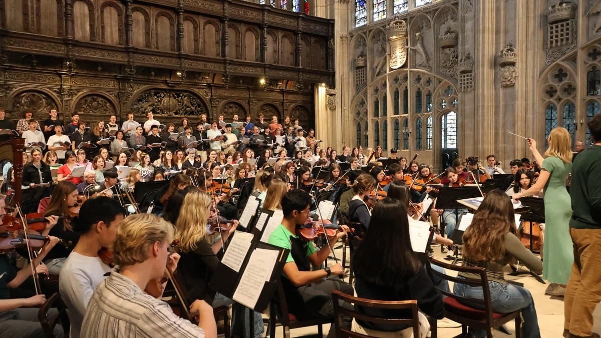 Kings College Chapel concert - image of rehearsal