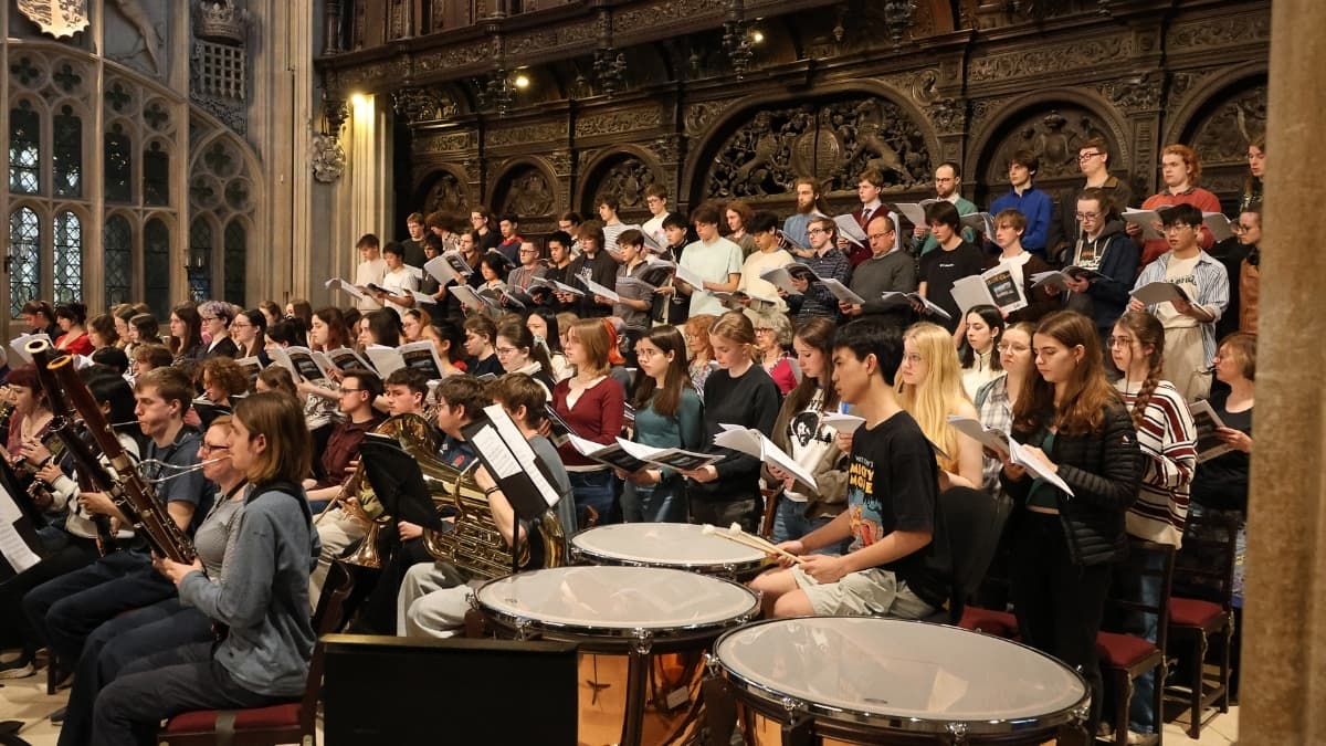Kings College Chapel concert - image of rehearsal