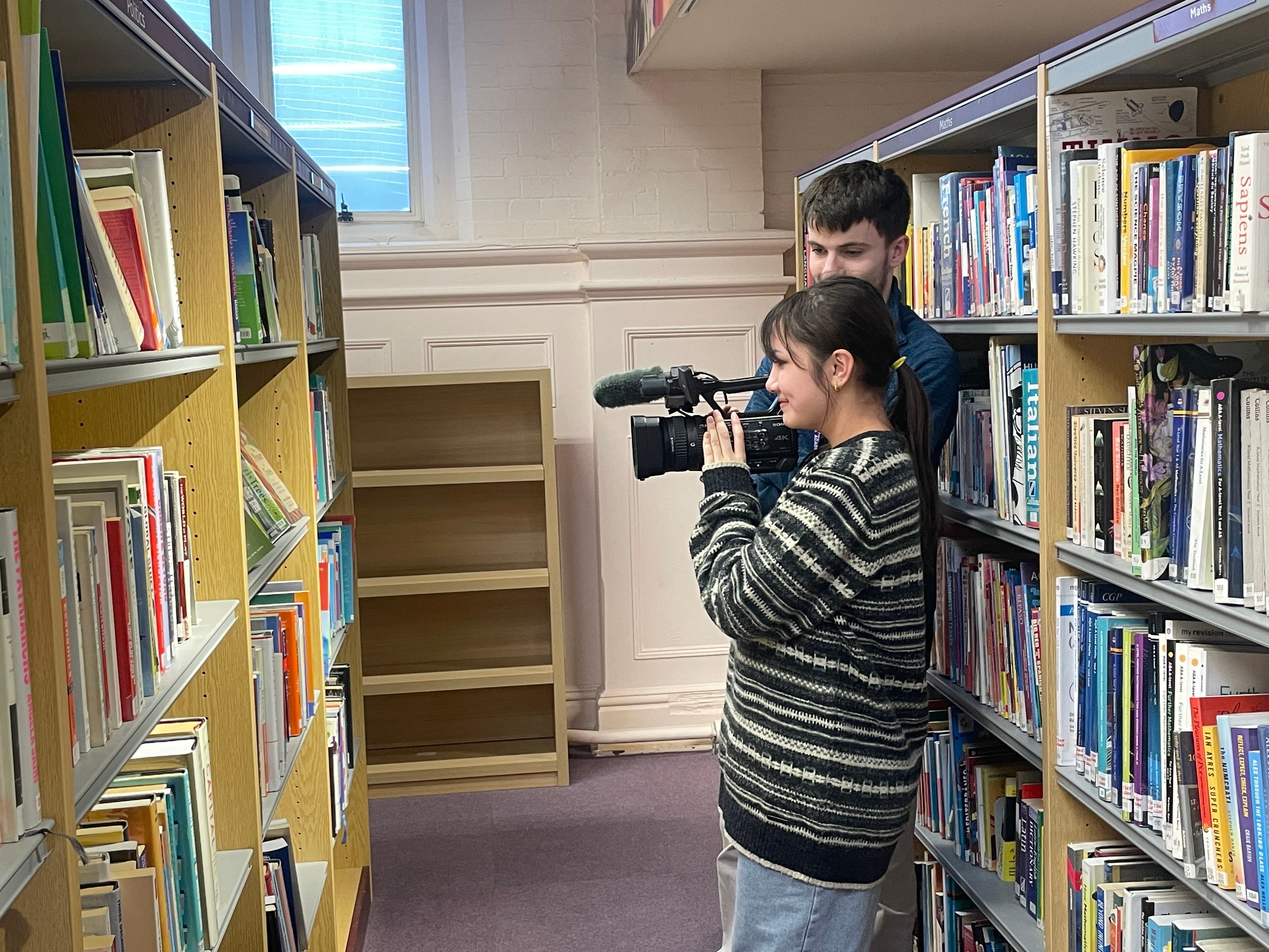 Filming in the library