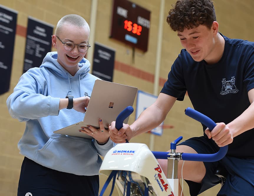 PE students in the sports hall