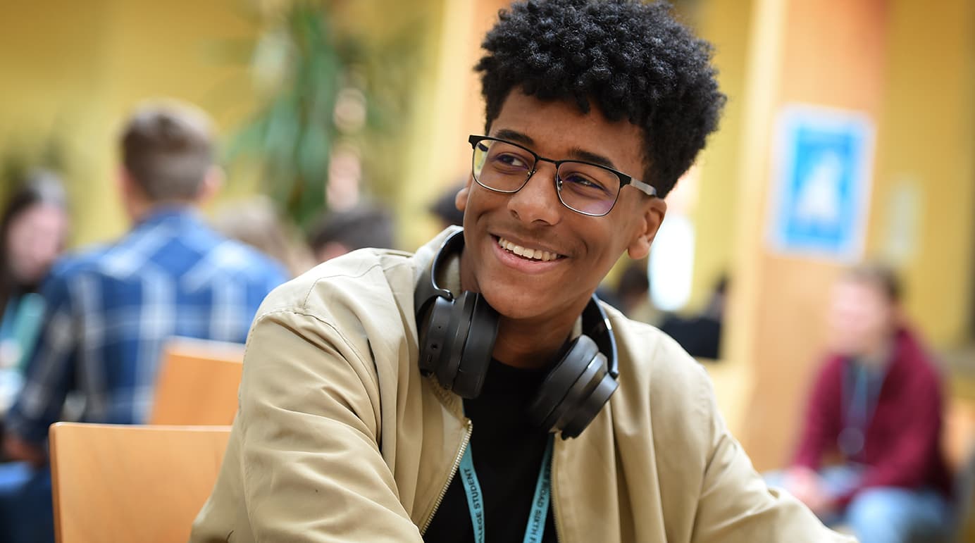 student wearing headphones