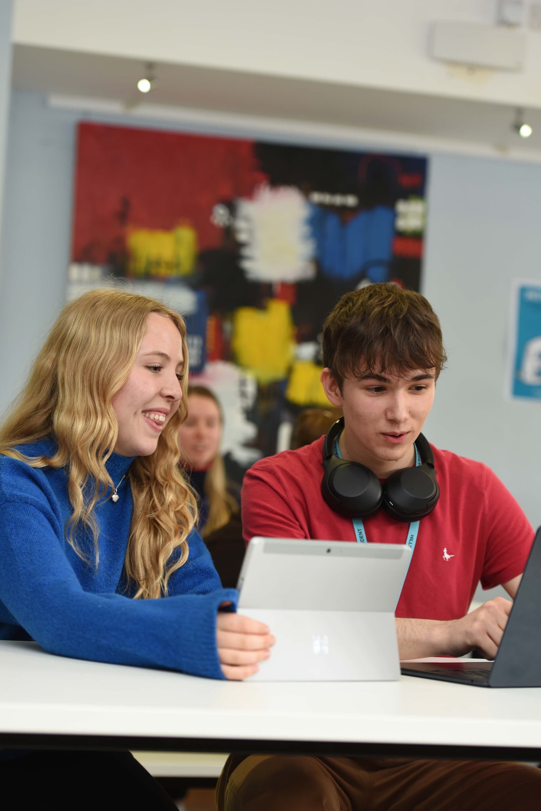 Students working