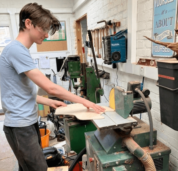 Robin making his guitar