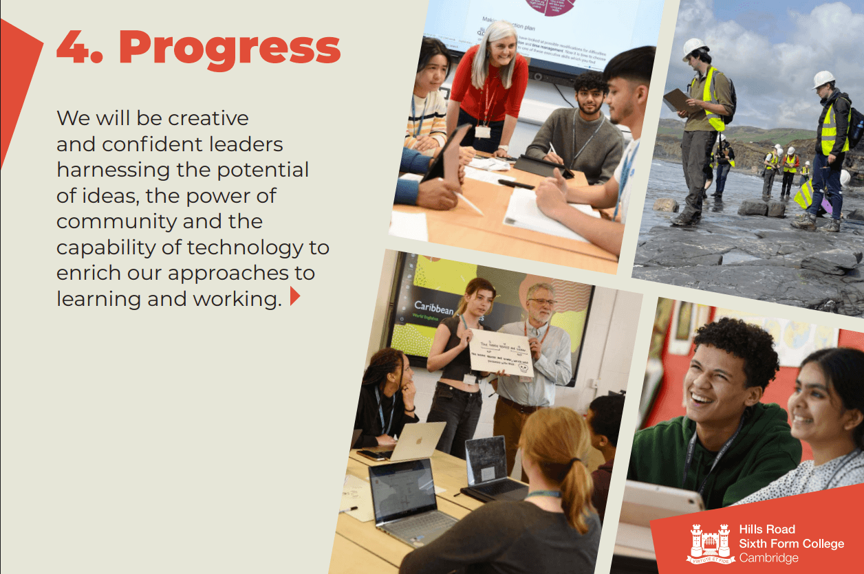 a screenshot from the strategic plan, detailing progress goals