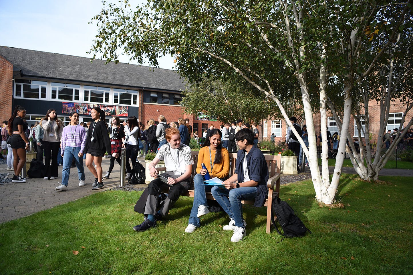 Students socialising in the quad area