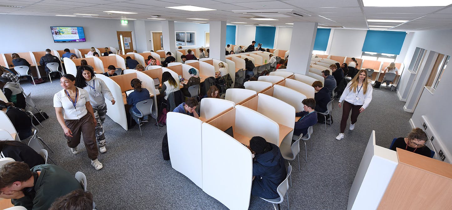 Students working in the silent study area