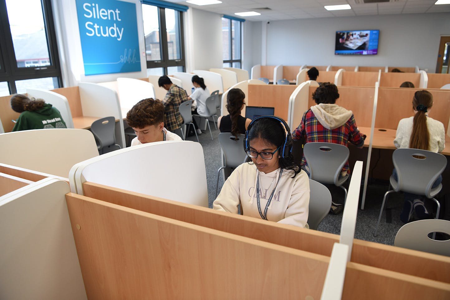 Students working in silent study area