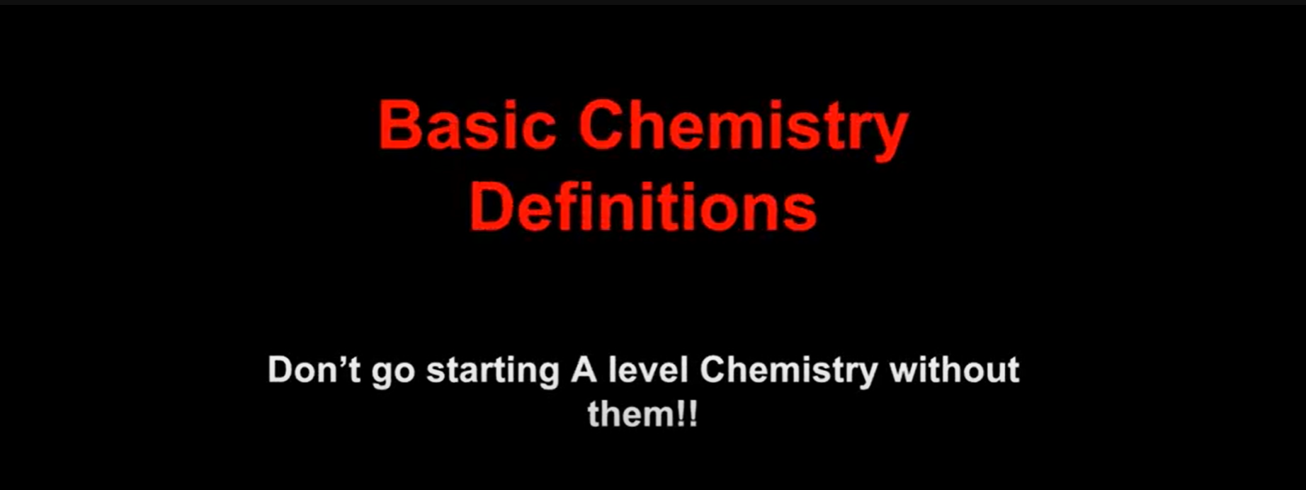 Basic Chemistry Definitions