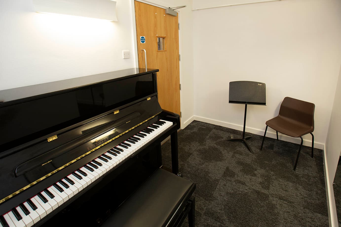 View of the music practice room